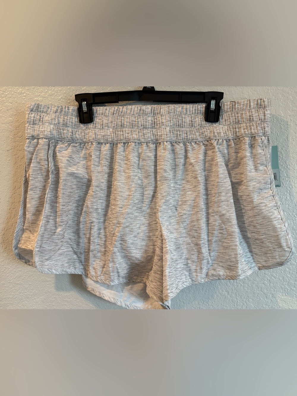 DSG Heathered Light Gray Athletic Shorts with Smocked Waistband